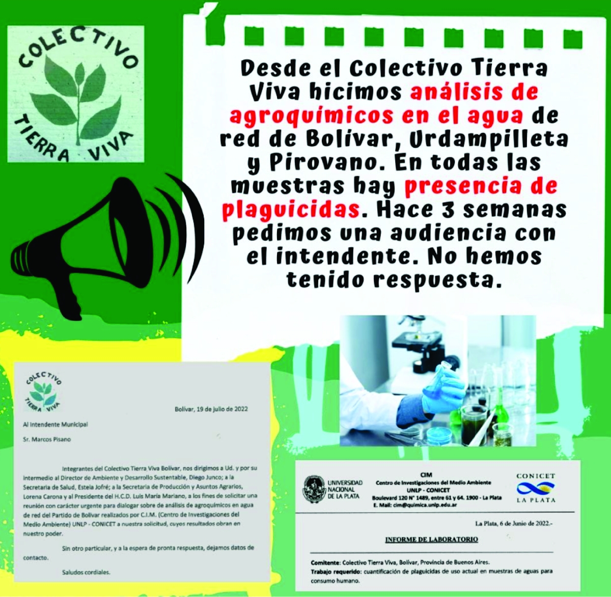 Tierra viva denuncia la existencia de plaguicidas en el agua de red